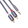 Colorful Cables Braided Black 2 Rca 3.5 Mm Digital To Male Car Audio Cable