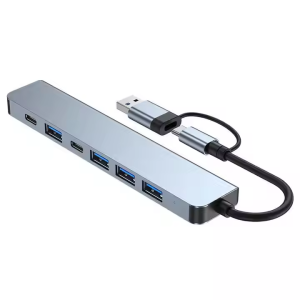 Multi Port USB USB-C Hub Aluminum Alloy 7 in 1 Adapter OTG Splitter 7 in 1 Adapter Type c 3.0 USB HUB for Laptop PC Computer
