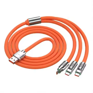 3 in 1 USB Cable Pd Fast Charging Usb Type c 1.2M 4FT 3in1 Silicone Soft TPE USBA USB C Micro USBL Charging Metallic Shell Cable